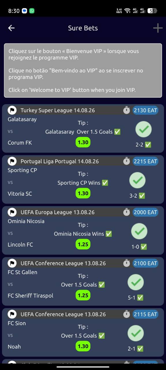 Football Sure Tips winning VIP predictions
